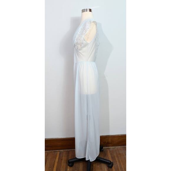 Blue Chiffon and Lace Maxi Nightgown - Picture 3 of 8